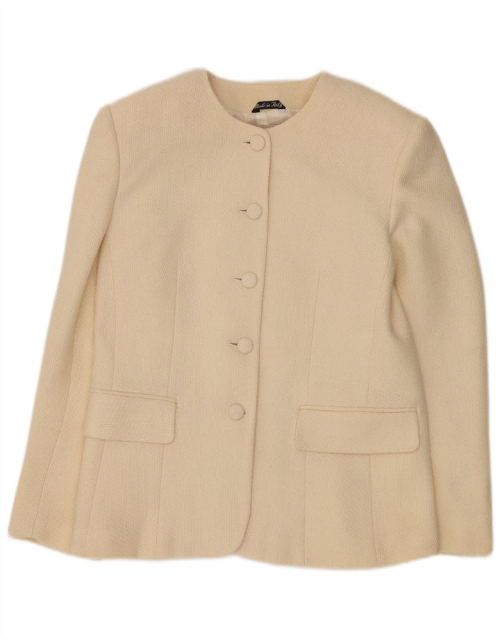 Set gonna da donna in 2 pezzi a 5 bottoni da donna di Andrea IT 46 grande W28 lana beige