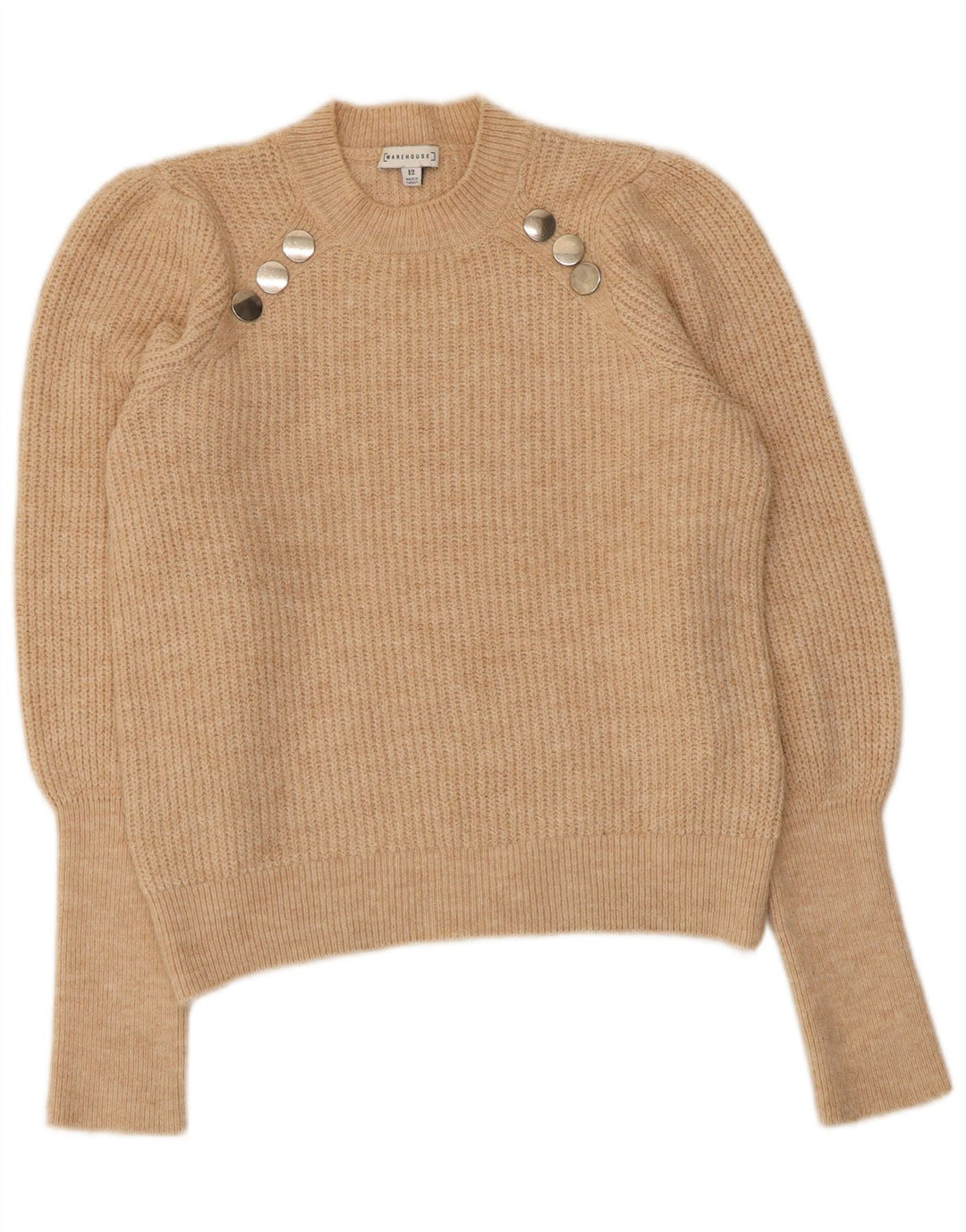 MAGAZZINO Maglione girocollo da donna UK 12 Acrilico beige medio