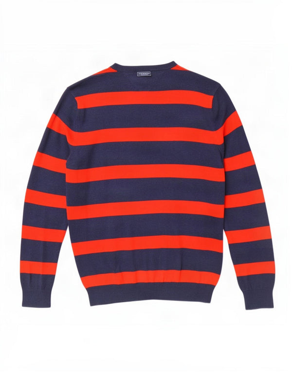 Maglione maglione con scollo a V da uomo Tommy Hilfiger grande cotone a righe blu navy