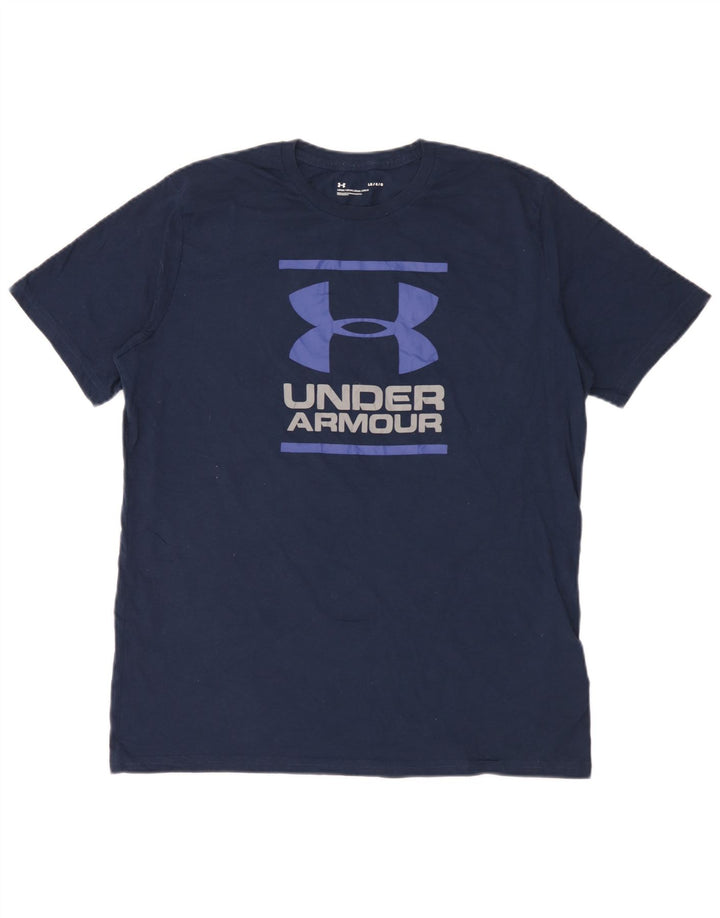 T-shirt grafica da uomo Under Armour Top Large in cotone blu navy