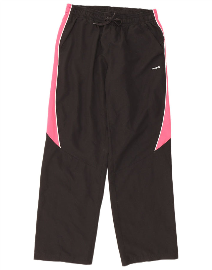 Pantaloni da tuta da donna REEBOK UK 14 Large Nero Colourblock Poliestere