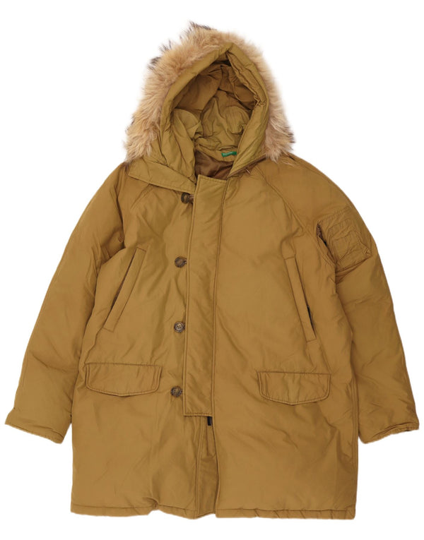 Giacca Parka con cappuccio da uomo Benetton UK 42 XL Khaki Cotton Winter