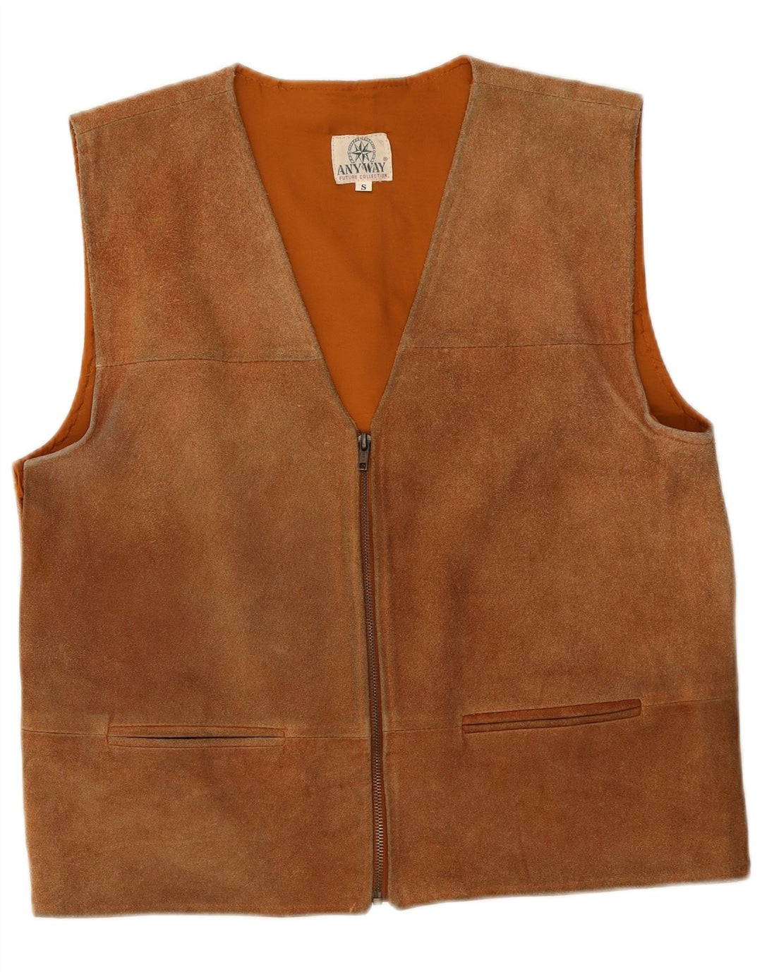 Any Way Gilet da uomo in pelle scamosciata piccolo in pelle marrone