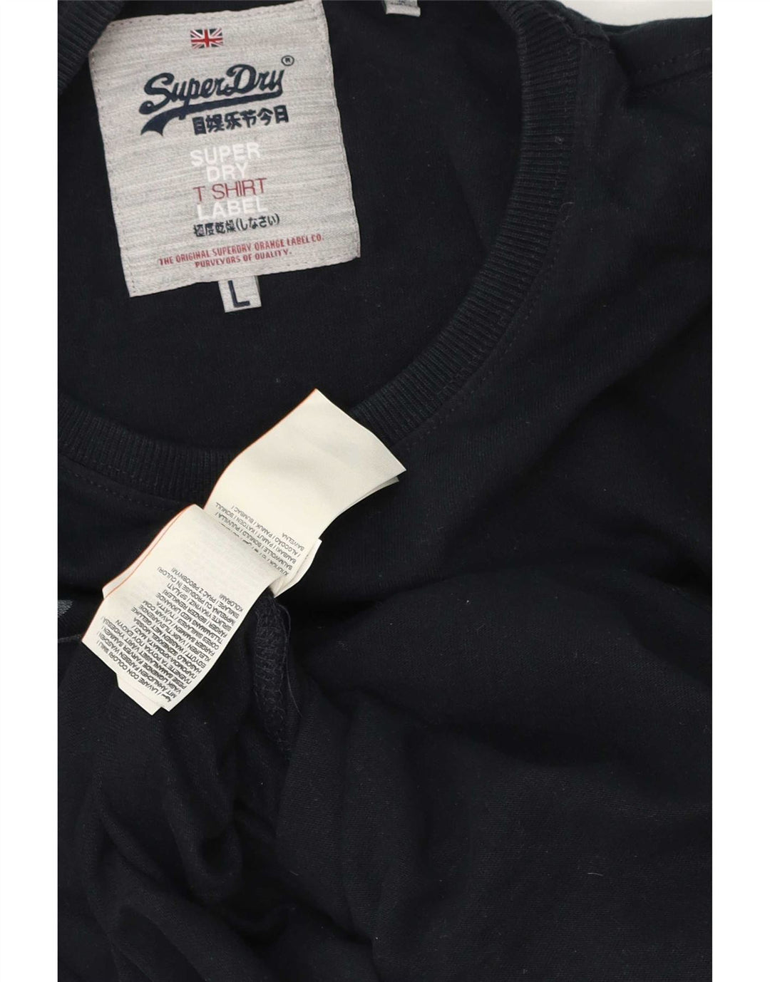 Top grafico da uomo Superdry a maniche lunghe in cotone blu navy grande