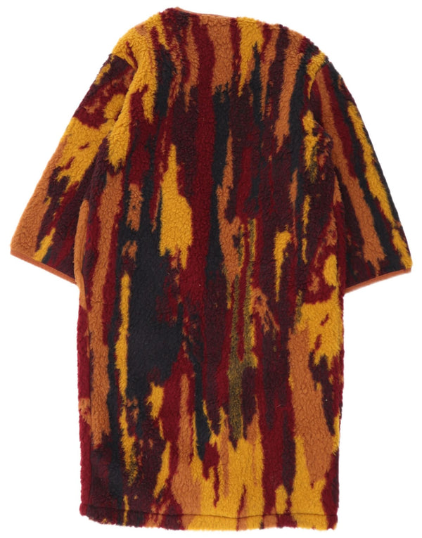 Cappotto vintage da donna in pelliccia sintetica con motivo astratto, taglia unica, multicolore