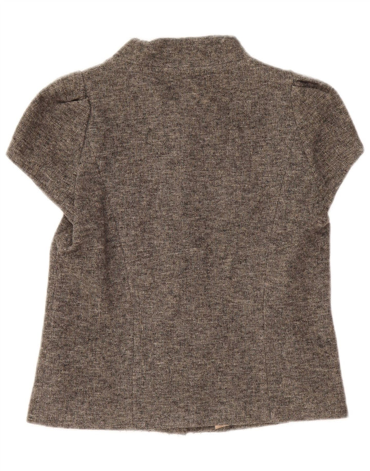 Giacca blazer a maniche corte da donna Rene Lezard EU 36 piccola lana grigia