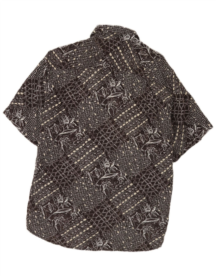 Camicia vintage da uomo a maniche corte patchwork nero medio