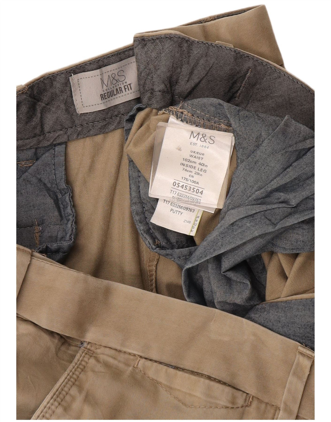 Pantaloni chino vestibilità regolare da uomo Marks & Spencer W40 L29 cotone beige