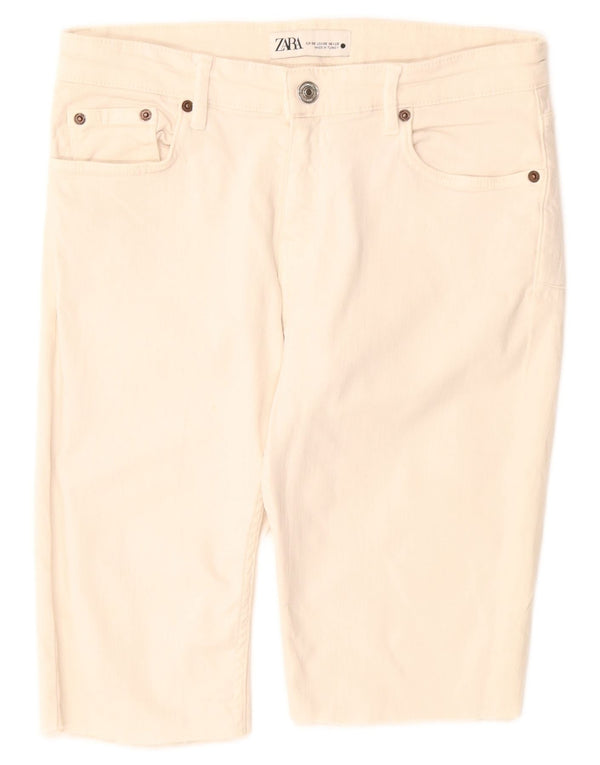 Pantaloncini di jeans Bermuda da donna ZARA EU 38 piccoli W28 bianco sporco
