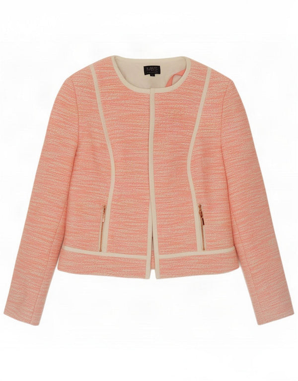 Marks & Spencer Womens Bolero Jacket UK 10 Small Pink Cotton
