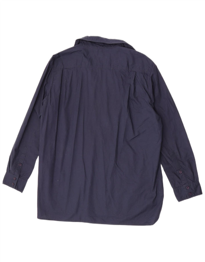 Camicia pullover da donna French Connection UK 14 grande cotone blu navy