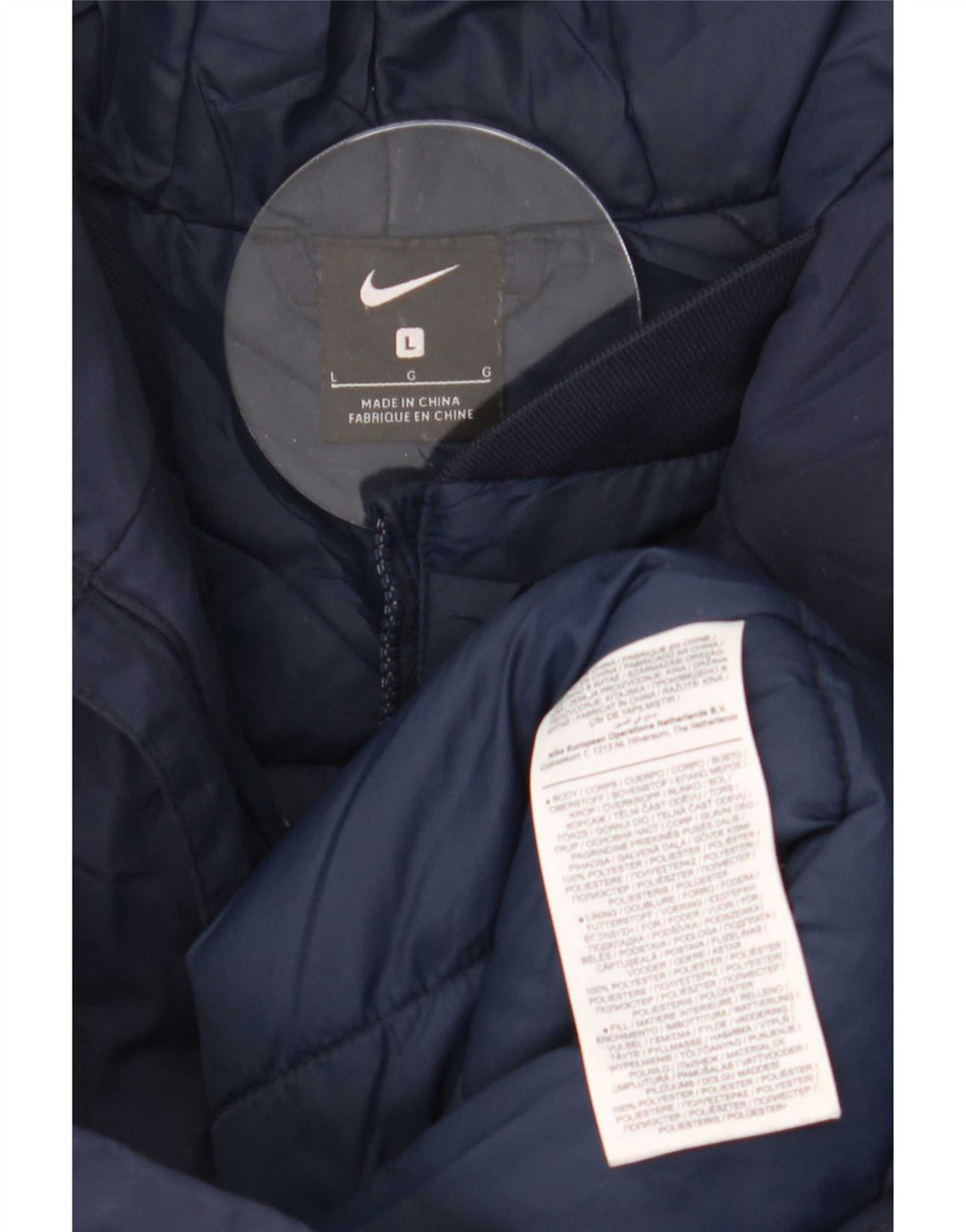 Cappotto imbottito con cappuccio Nike da uomo UK 40 grande poliestere blu navy