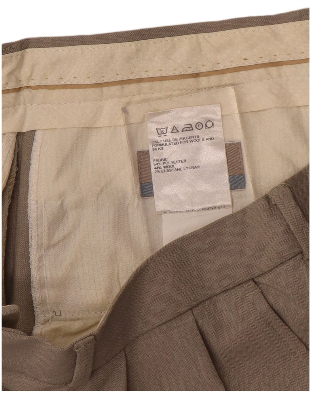 Pantaloni da abito dritti da uomo Marks & Spencer W34 L33 poliestere grigio