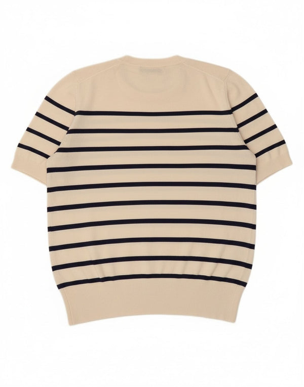 Maglione maglione girocollo da donna Zara UK 14 a righe grandi bianco sporco