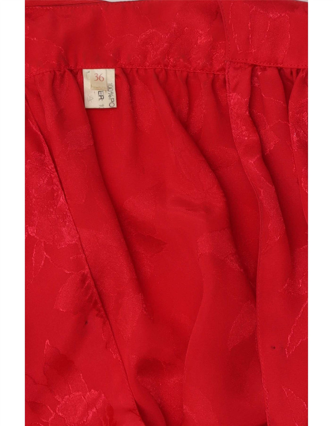 Camicetta vintage da donna con maniche a 3/4 Top EU 36 Piccolo poliestere floreale rosso