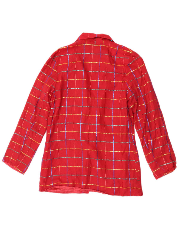 Giacca blazer da donna a 1 bottone Monsoon UK 12 Cotone a quadri rosso medio