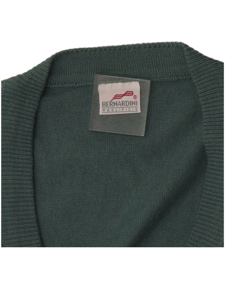Maglione cardigan senza maniche da uomo Bernardini XL lana geometrica blu