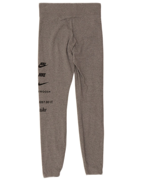 Leggings grafici Nike Swoosh da donna UK 8 piccolo cotone chiazzato grigio