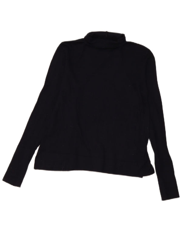 Top Blusa Donna Zara UK 12 Medio Blu Navy Modal