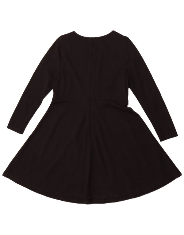 MARKS & SPENCER Abito a trapezio da donna a maniche lunghe UK 16 Grande viscosa nera