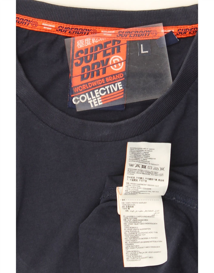 T-shirt da uomo Superdry Top Large in cotone blu navy