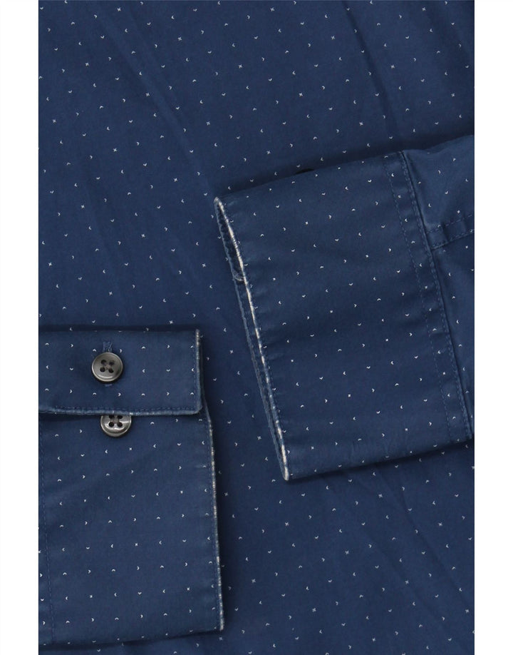 CALVIN KLEIN JEANS Camicia Uomo Taglia 33/32 15 1/2 Medio Blu Maculato
