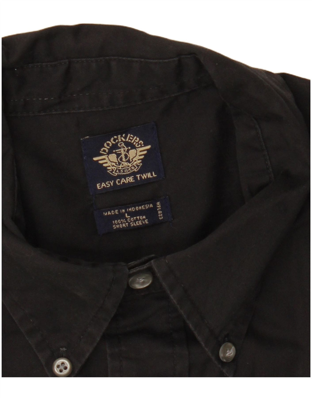 DOCKERS Camicia a maniche corte da uomo grande in cotone nero