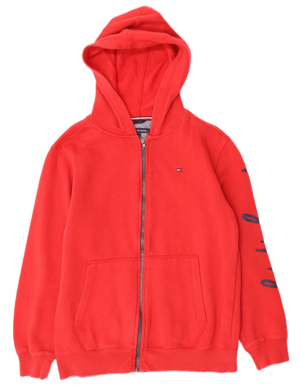 Maglione con cappuccio e zip grafica per ragazzi Tommy Hilfiger 15-16 anni grande in cotone rosso