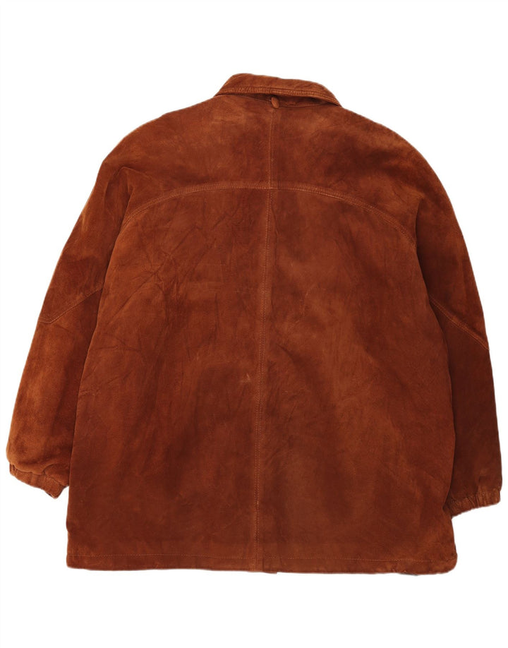 Soprabito oversize in pelle scamosciata da donna Michel IT 50 XL in pelle marrone