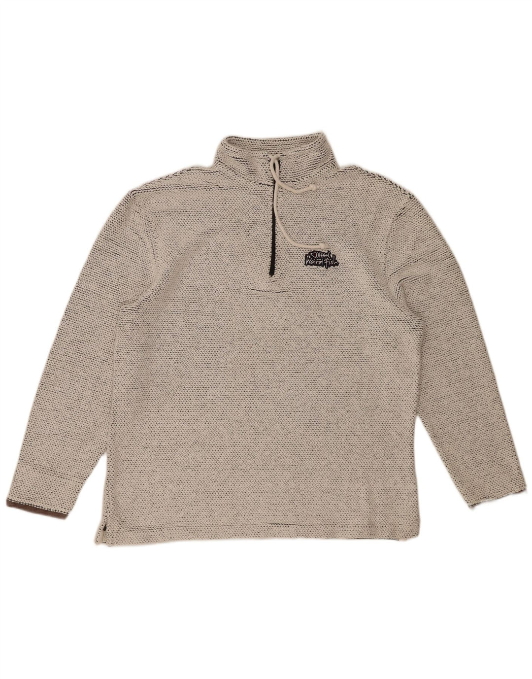 WEIRD FISH Felpa da uomo con collo con zip, maglione grande, cotone grigio