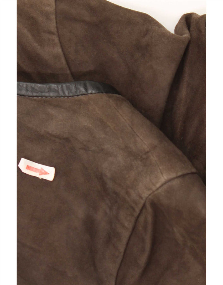 Abito a trapezio vintage da donna in pelle scamosciata IT 44 Marrone medio