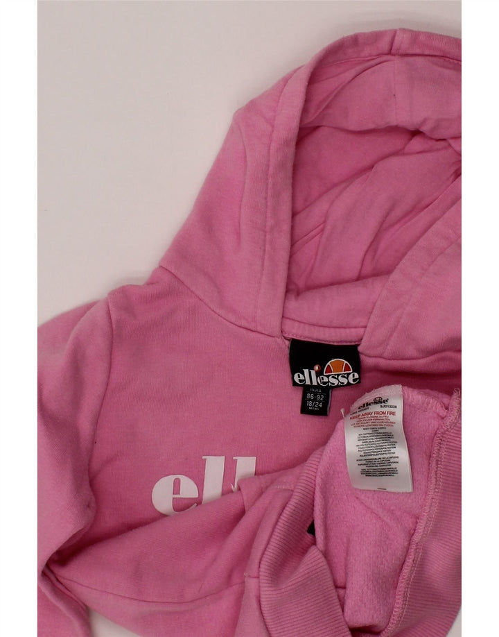 ELLESSE Maglione con cappuccio grafico per bambina 18-24 mesi in cotone rosa