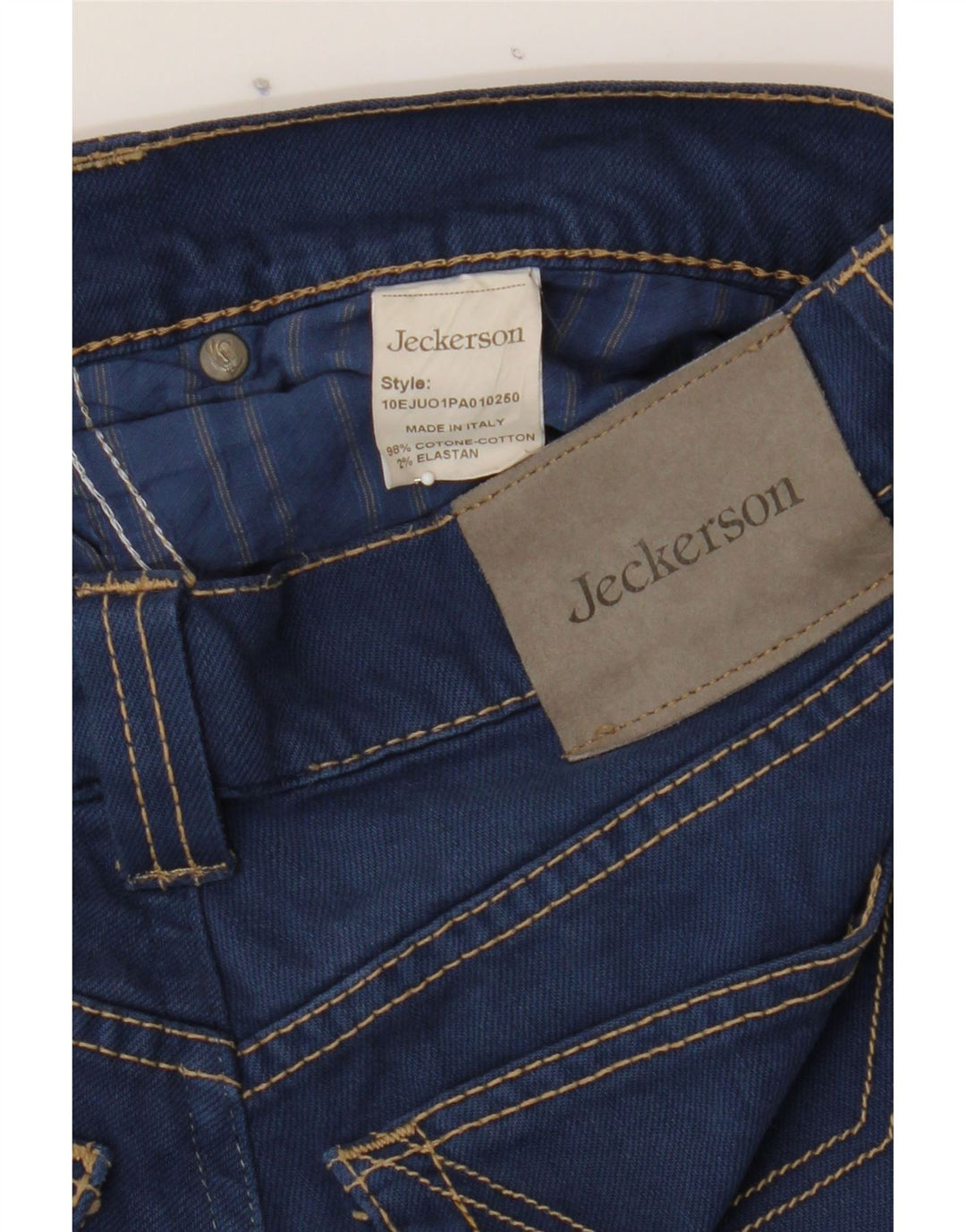 JECKERSON Mens Slim Jeans W34 L31 Navy Blue Cotton Vintage Jeckerson and Second-Hand Jeckerson from Messina Hembry 
