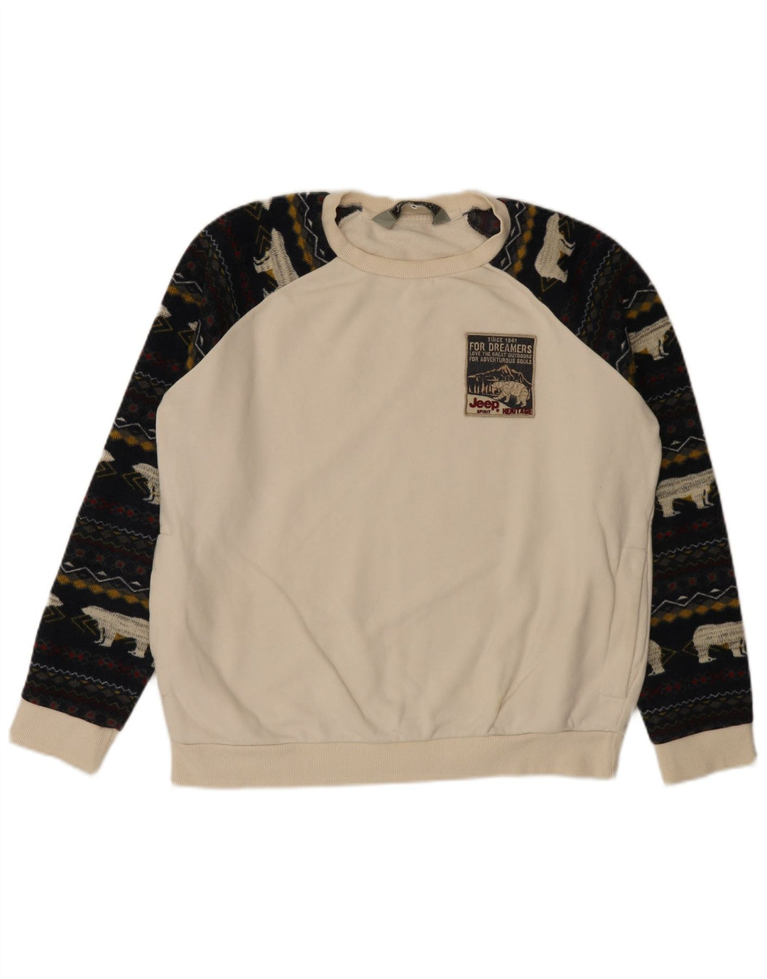 Felpa da uomo Jeep Maglione grande bianco Fair Isle
