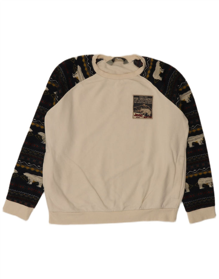 Felpa da uomo Jeep Maglione grande bianco Fair Isle