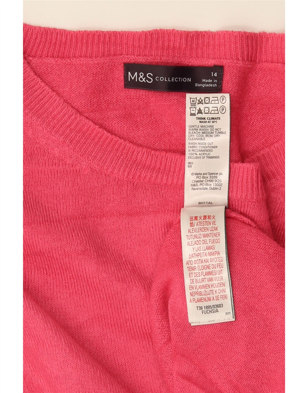 Maglione maglione girocollo da donna Marks & Spencer UK 14 Acrilico rosa medio