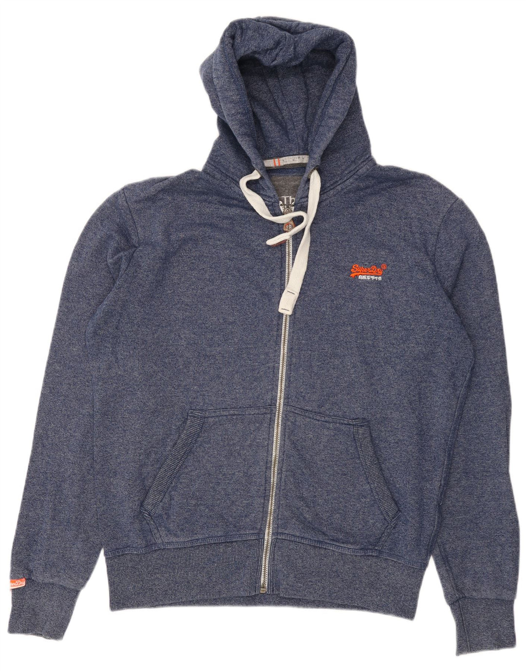 Maglione con cappuccio e zip da uomo SUPERDRY XL in cotone screziato blu navy