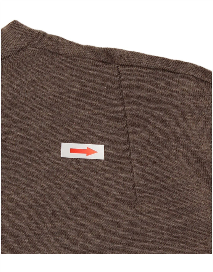 Maglione da uomo girocollo All Saints in lana merino marrone medio