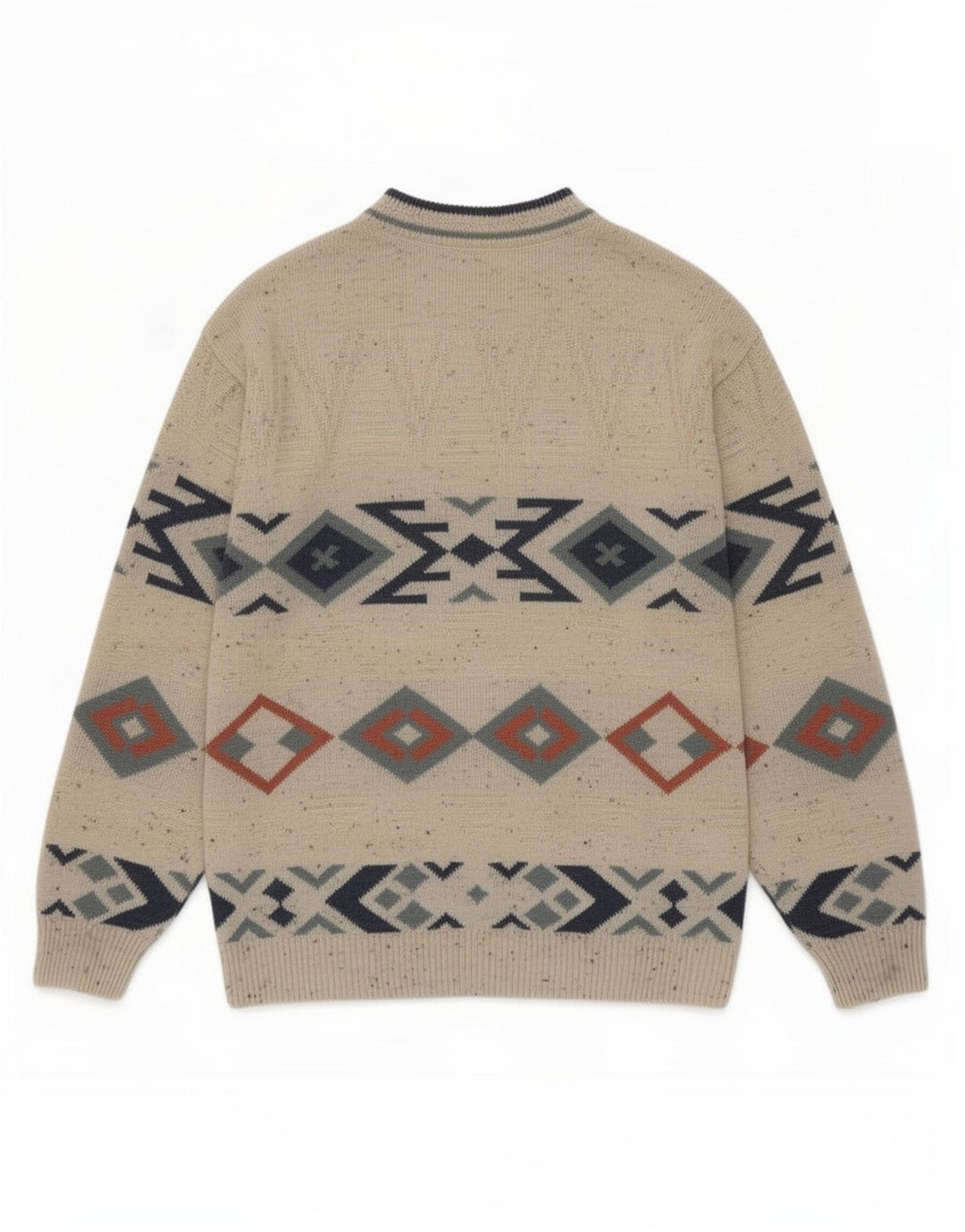 Maglione maglione girocollo da uomo Marks & Spencer beige medio geometrico