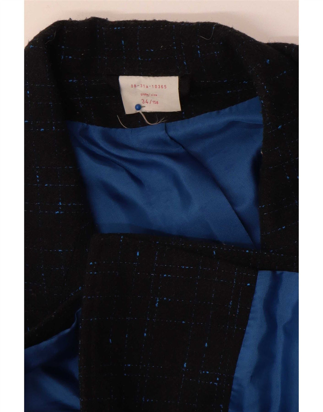 Giacca blazer oversize da donna vintage EU 34 XS blu navy a quadri