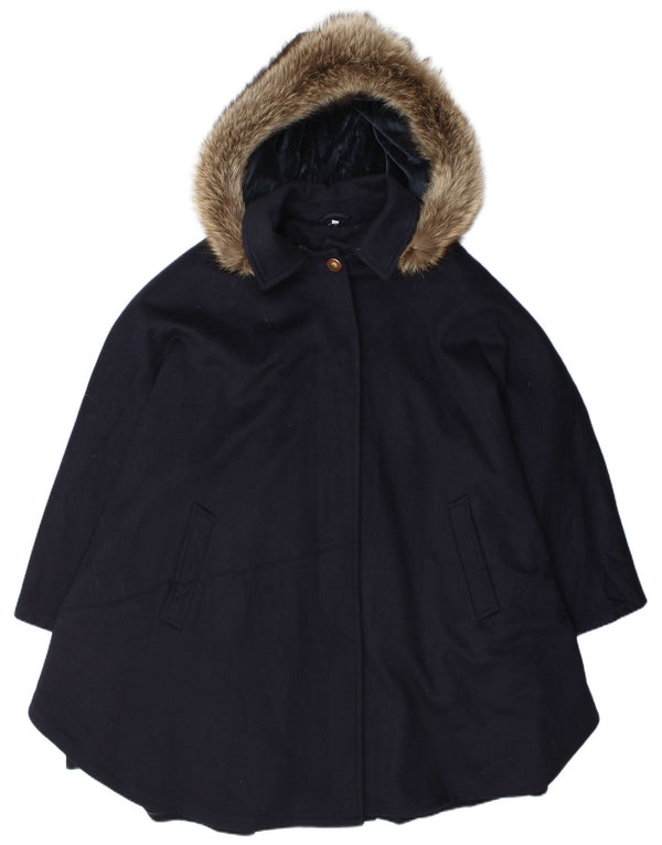 Cappotto oversize con cappuccio da donna Mabrun IT 44 medio in lana blu navy