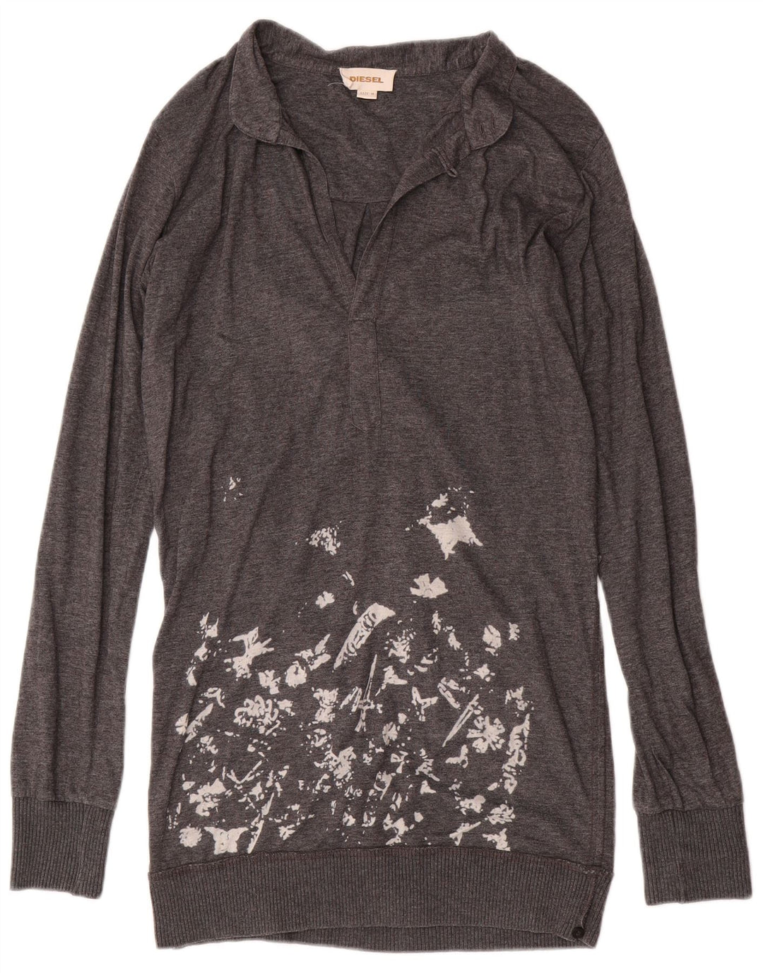 Abito polo da donna a maniche lunghe Diesel UK 14 Grigio medio maculato