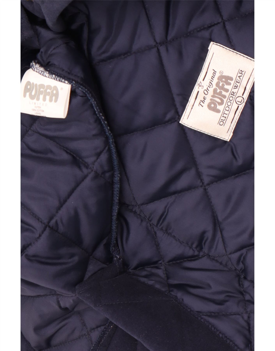Giacca trapuntata da donna Puffa UK 16 grande in cotone blu navy