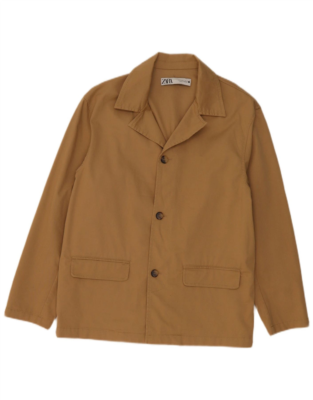 Giacca blazer oversize a 3 bottoni da donna Zara UK 10 piccola in cotone beige