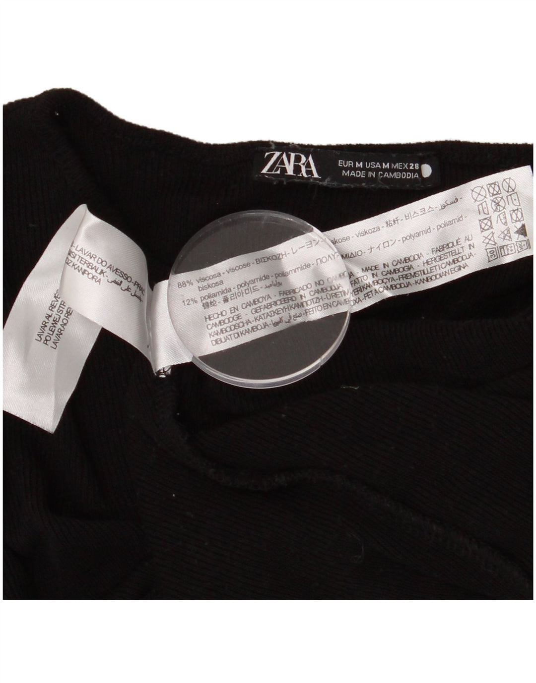 ZARA Maglione da Donna con Scollo a Barca UK 12 Viscosa Nera Media
