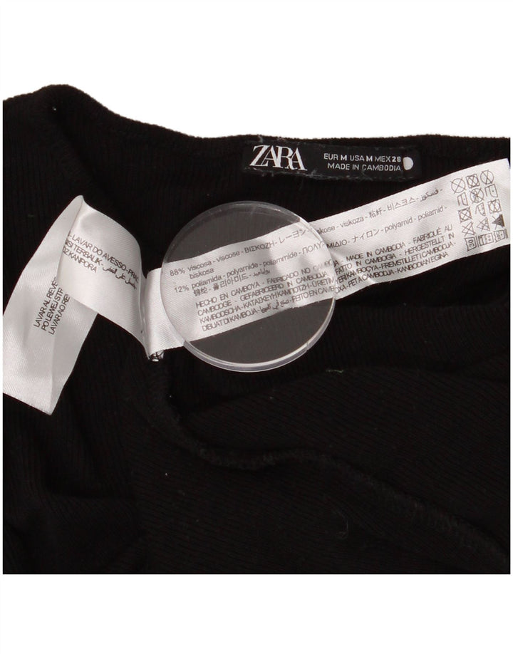ZARA Maglione da Donna con Scollo a Barca UK 12 Viscosa Nera Media
