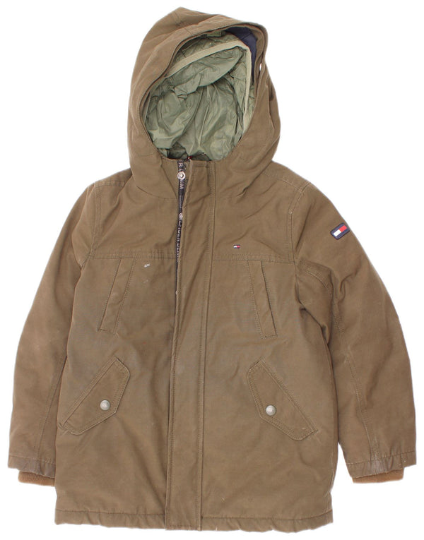 Giacca parka con cappuccio da bambino Tommy Hilfiger 5-6 anni in poliestere kaki