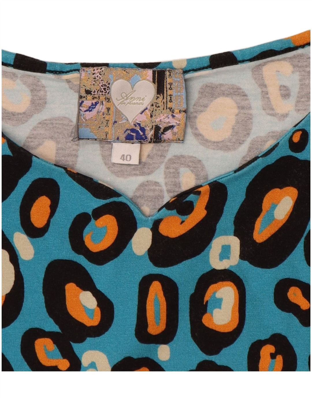 Camicetta da donna VINTAGE Top EU 40 Cotone con stampa animalier blu medio