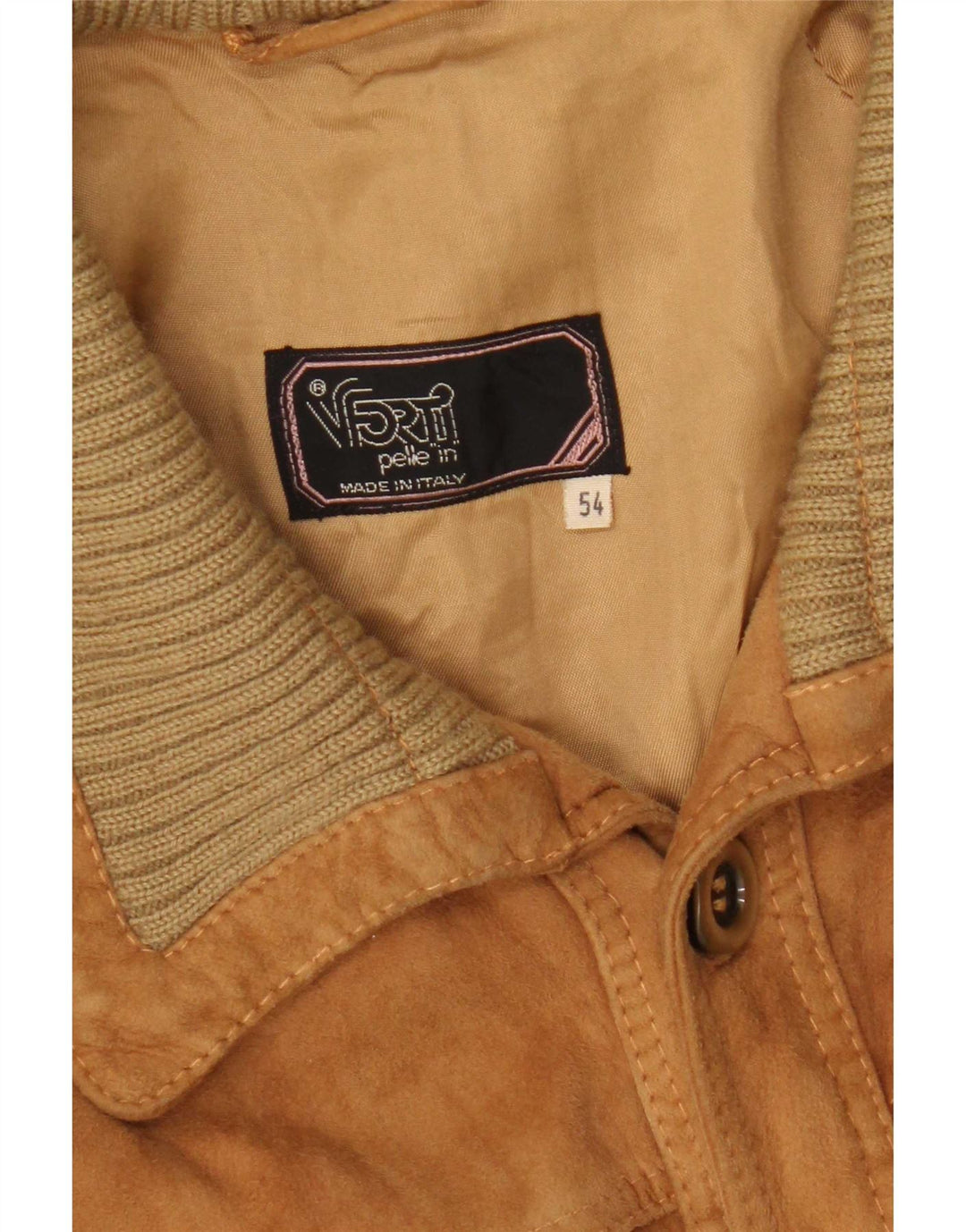 Giubbotto bomber vintage in pelle scamosciata da uomo IT 54 2XL in pelle marrone