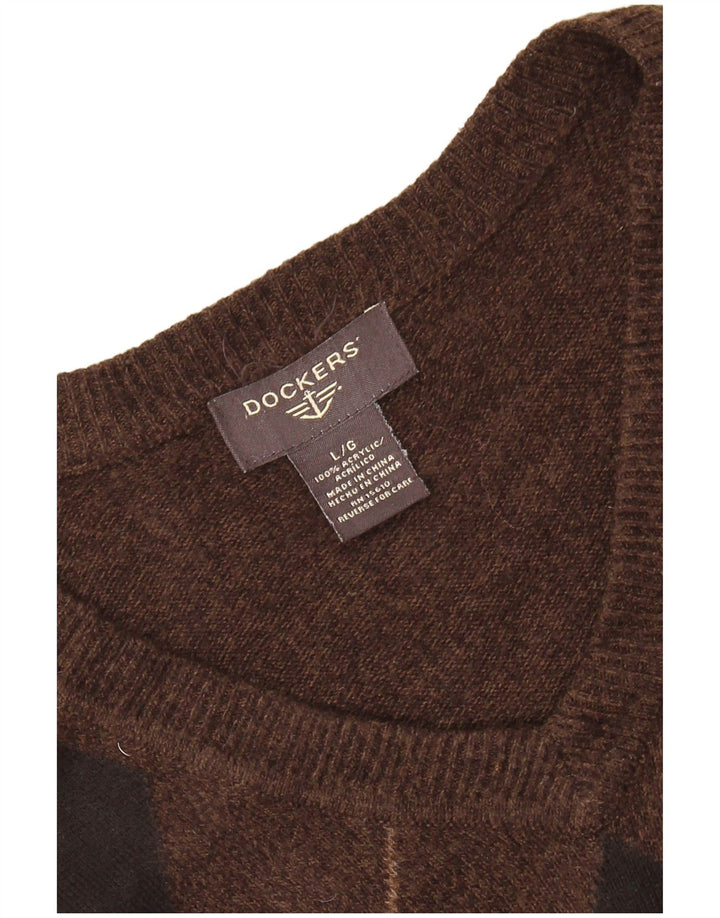 DOCKERS Canotta da uomo Canotta Grande Marrone Argyle/Diamond Acrilico